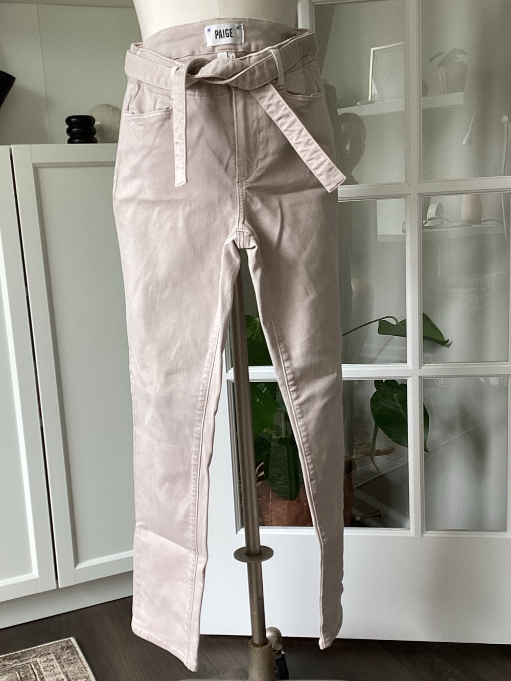 PAIGE Straight/Skinny Jeans in Light Tan/Taupe